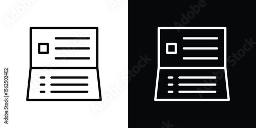 Bankbook icon Black and White Vector Graphic