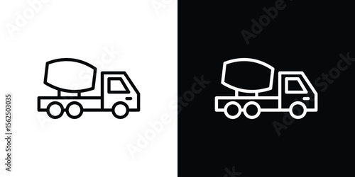 Cement truck icon Black and White Vector Graphic