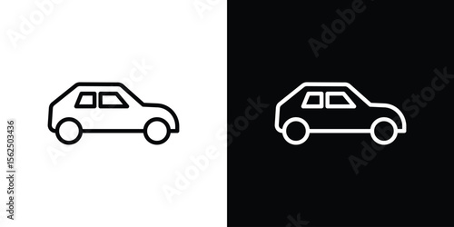 Compact car icon Black and White Vector Graphic