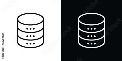Cylinder database icon Black and White Vector Graphic