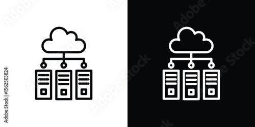 Data center icon Black and White Vector Graphic