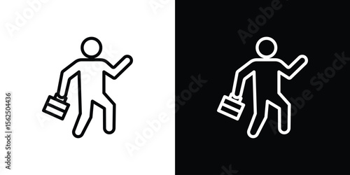 Going to work icon Black and White Vector Graphic