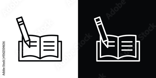 Homework icon Black and White Vector Graphic