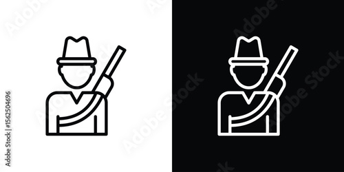 Hunter icon Black and White Vector Graphic