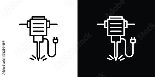 Hydraulic breaker icon Black and White Vector Graphic