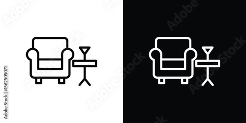 Lounge icon Black and White Vector Graphic