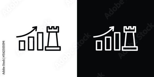 Marketing strategy icon Black and White Vector Graphic