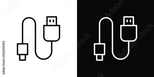 Phone cable icon Black and White Vector Graphic