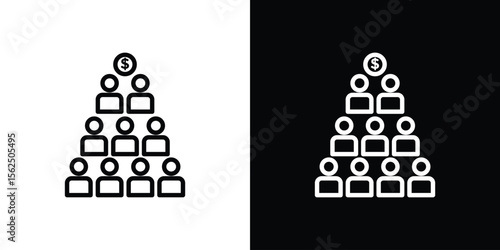 Ponzi scheme icon Black and White Vector Graphic