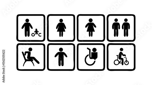 Accessibility restroom gender neutral wheelchair symbols public signs inclusion people diverse access 100 char