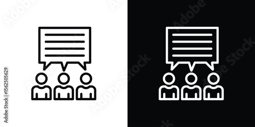 Public opinion icon Black and White Vector Graphic