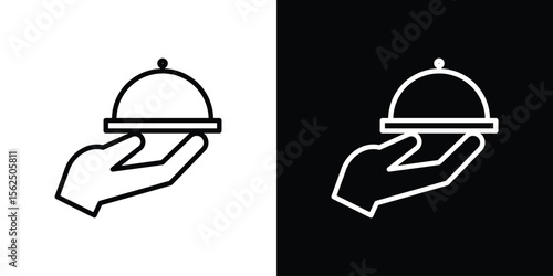 Restaurant Tray icon Black and White Vector Graphic