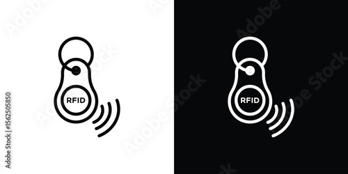 RFID key tag icon Black and White Vector Graphic