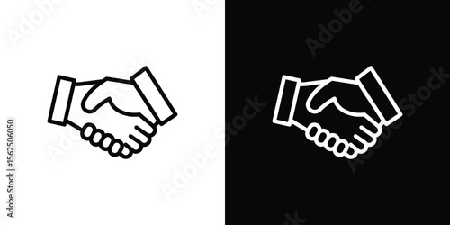 Shake hands icon Black and White Vector Graphic