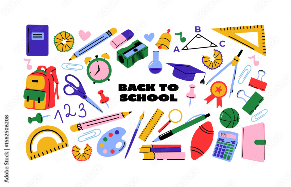 Back to School Sticker Set in Retro 90s Style.Funky student characters, school supplies, and classroom vibes.Bright, colorful vector illustrations for office, study, and learning themes. Back to School Sticker Set in Retro 90s Style.Funky student characters, school supplies, and classroom vibes.Bright, colorful vector illustrations for office, study, and learning themes.