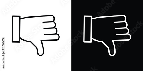 Thumb down icon Black and White Vector Graphic