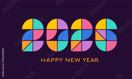 2026 Geometric Shapes Design. Minimalism Business Typo. Happy New Year Typography. 