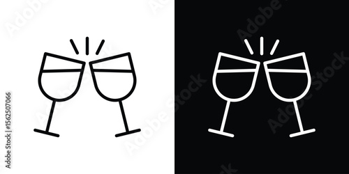 Wine toast icon Black and White Vector Graphic