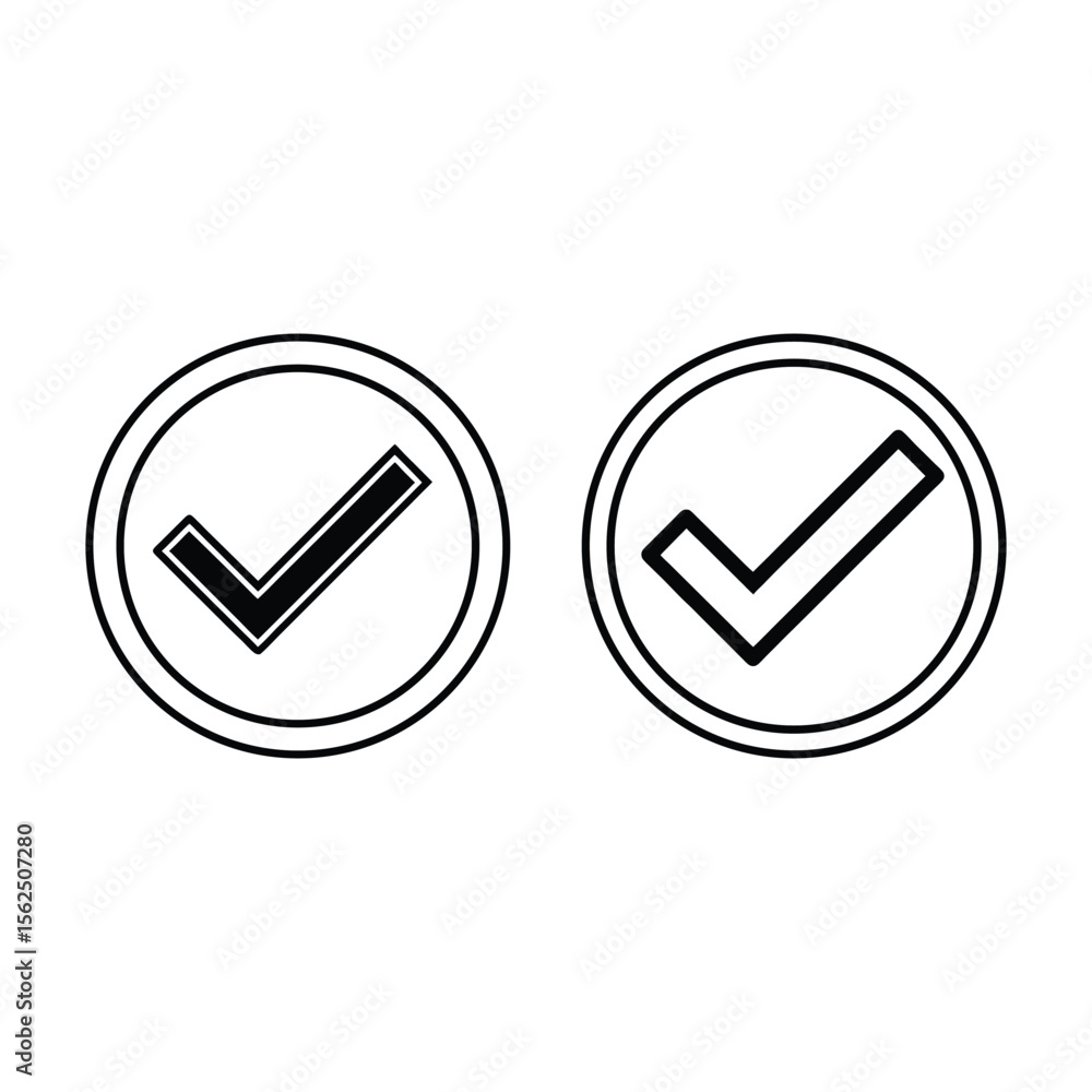 Check mark icons in circles tick symbol Check mark icons in circles tick symbol