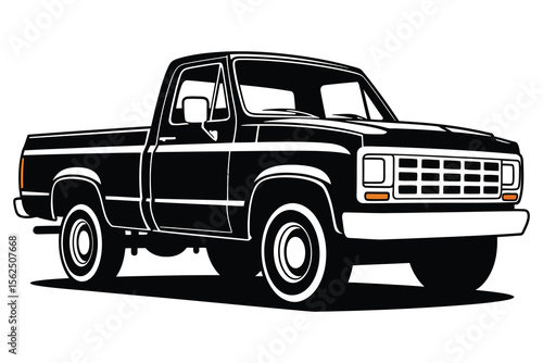 Pickup Truck Icon: Utility Vehicle, Light Commercial Transport, Hauling & Off-Road Symbol for Automotive & Work Design