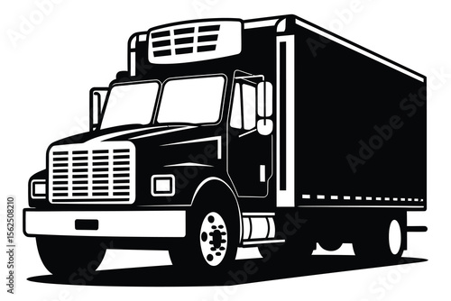 Refrigerated Truck Icon: Reefer, Cold Chain Logistics & Perishable Goods Transport Symbol for Food & Pharmaceutical Delivery