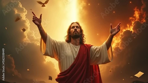 Jesus Christ with Heaven, Ascension, and Light.