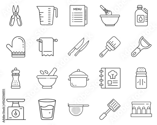 Vector collection of cooking tools and kitchen accessories