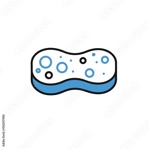 A detailed illustration of a clean sponge with bubbles.