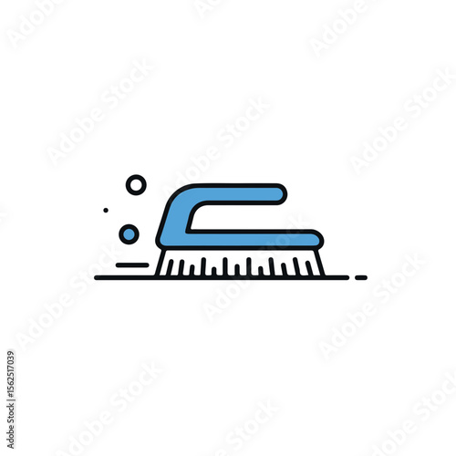 Clean icon of a scrubbing brush in bold color, highlighting cleanliness and tidiness.