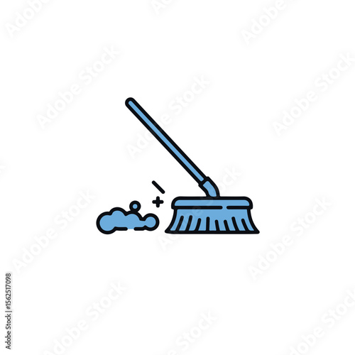 A simple illustration of a broom sweeping away a dirt or stain
