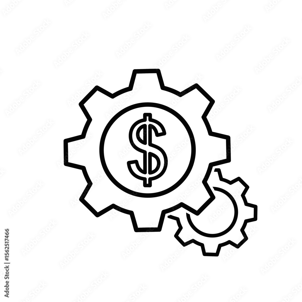 Investment banking gears with dollar symbol for financial growth Investment banking gears with dollar symbol for financial growth