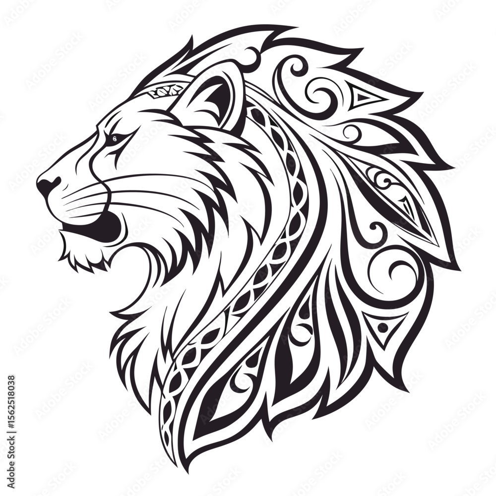 custom made wallpaper toronto digitalvector illustration of a lion head with tribal pat lion head tattoo