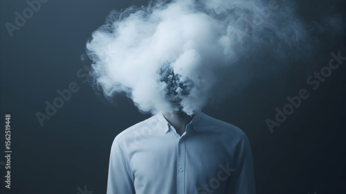 Wallpaper Mural A conceptual image of a man standing still as thick, toxic fumes swirl around his head, obscuring his face Torontodigital.ca