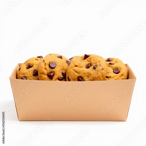 Wallpaper Mural Stacked Fresh Chocolate Chip Cookies in Brown Bakery Box | Top View Torontodigital.ca