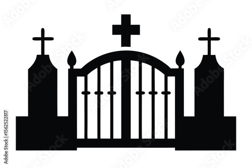 cemetery gate vector icon