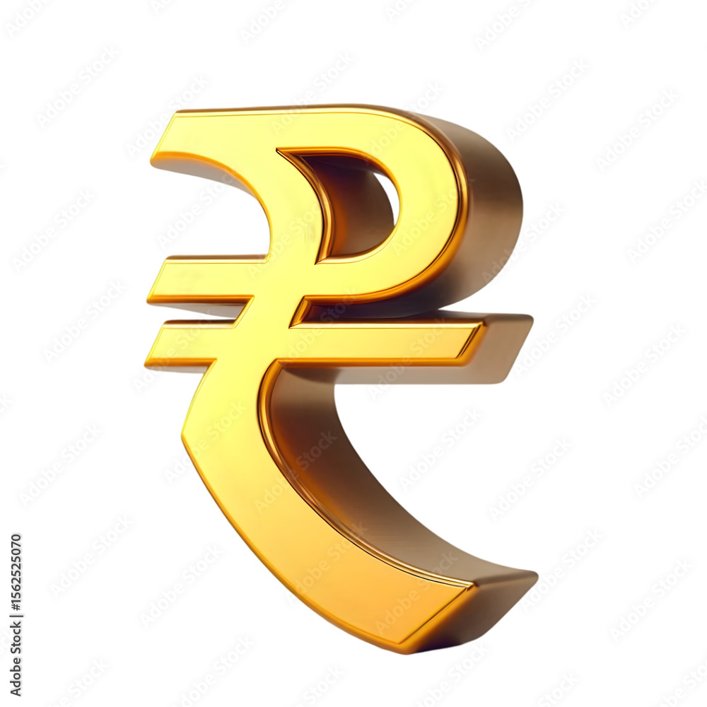 Obraz premium Golden rupee symbol currency sign isolated on transparent background