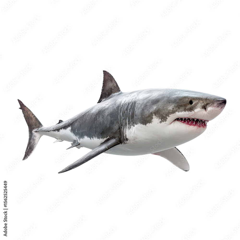 Fototapeta premium Photorealistic Great White Shark PNG Illustration