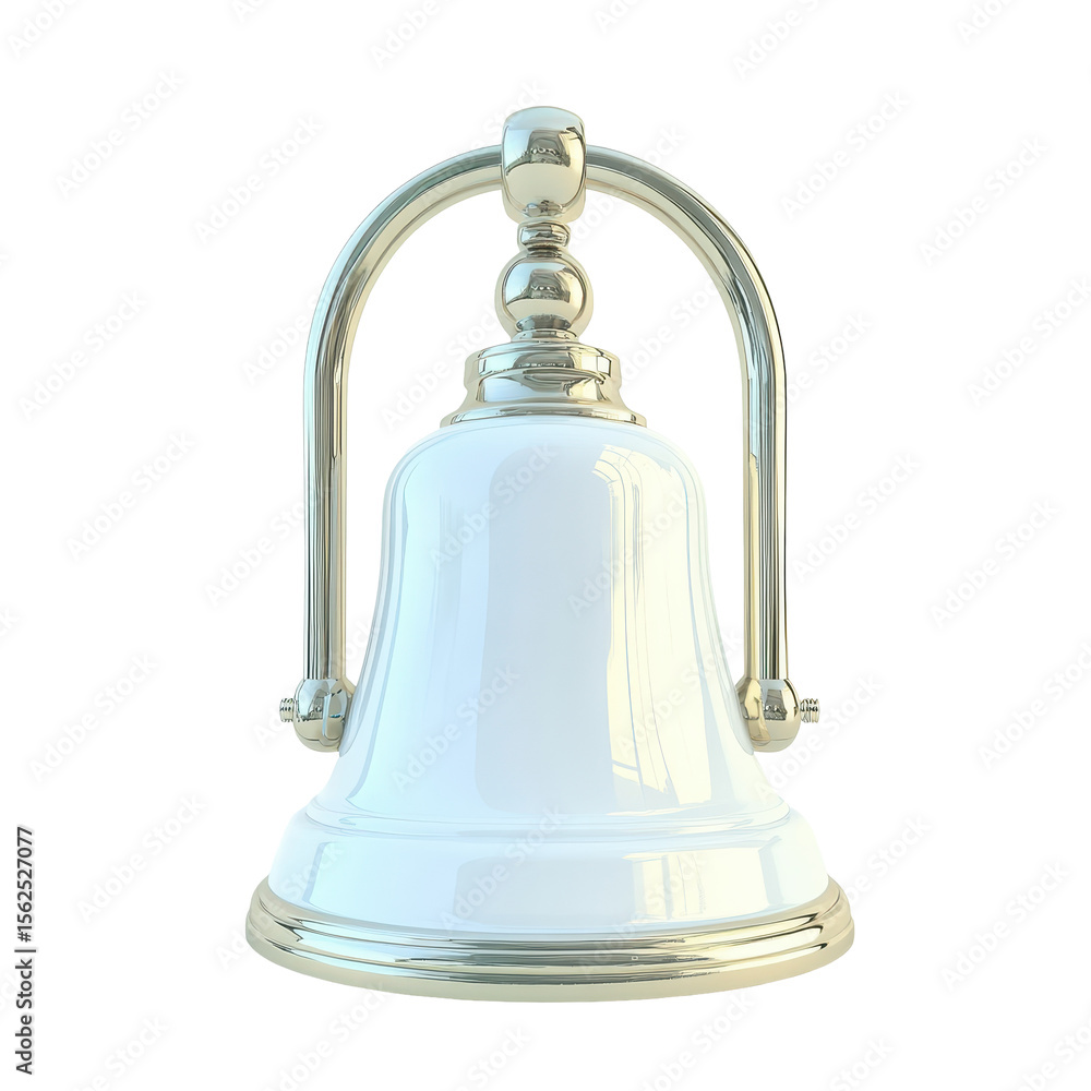 Elegant bell-shaped white porcelain light fixture with a silver-toned, arched metal frame Elegant bell-shaped white porcelain light fixture with a silver-toned, arched metal frame