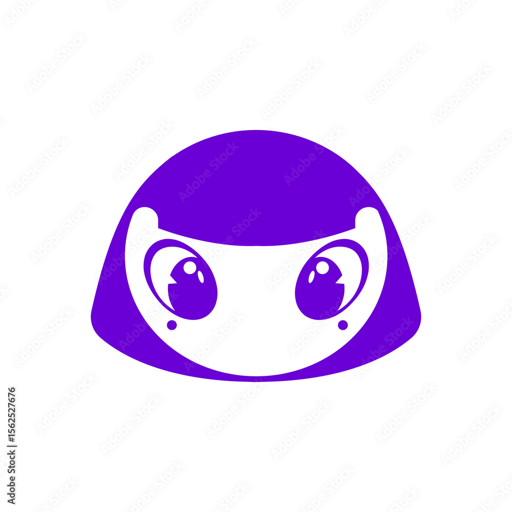 Obraz premium Cute purple cartoon girl face graphic