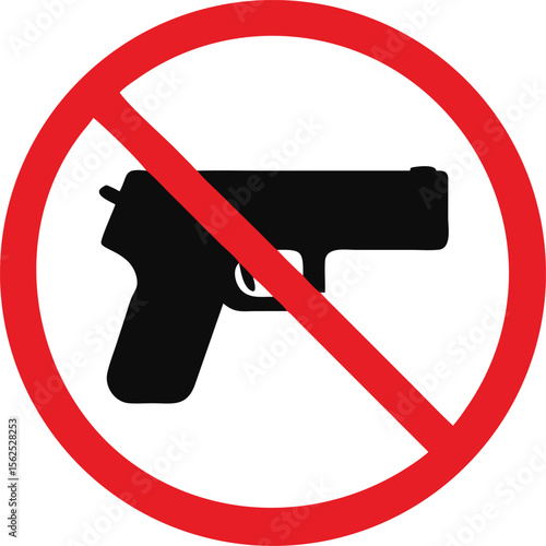 No Guns Allowed Sign Red Circle Prohibition Symbol