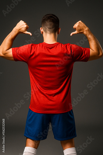 Caucasian Male Athlete Pointing to Himself from Behind