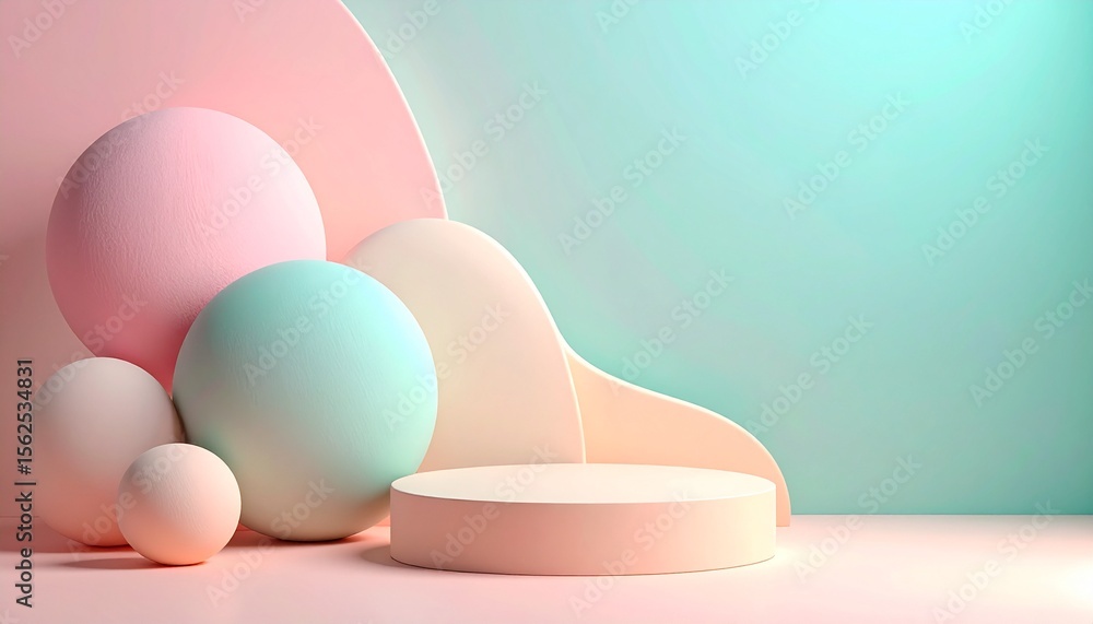 Fototapeta premium Subtle Pastel 3D Organic Plateaus with Gradient Lighting