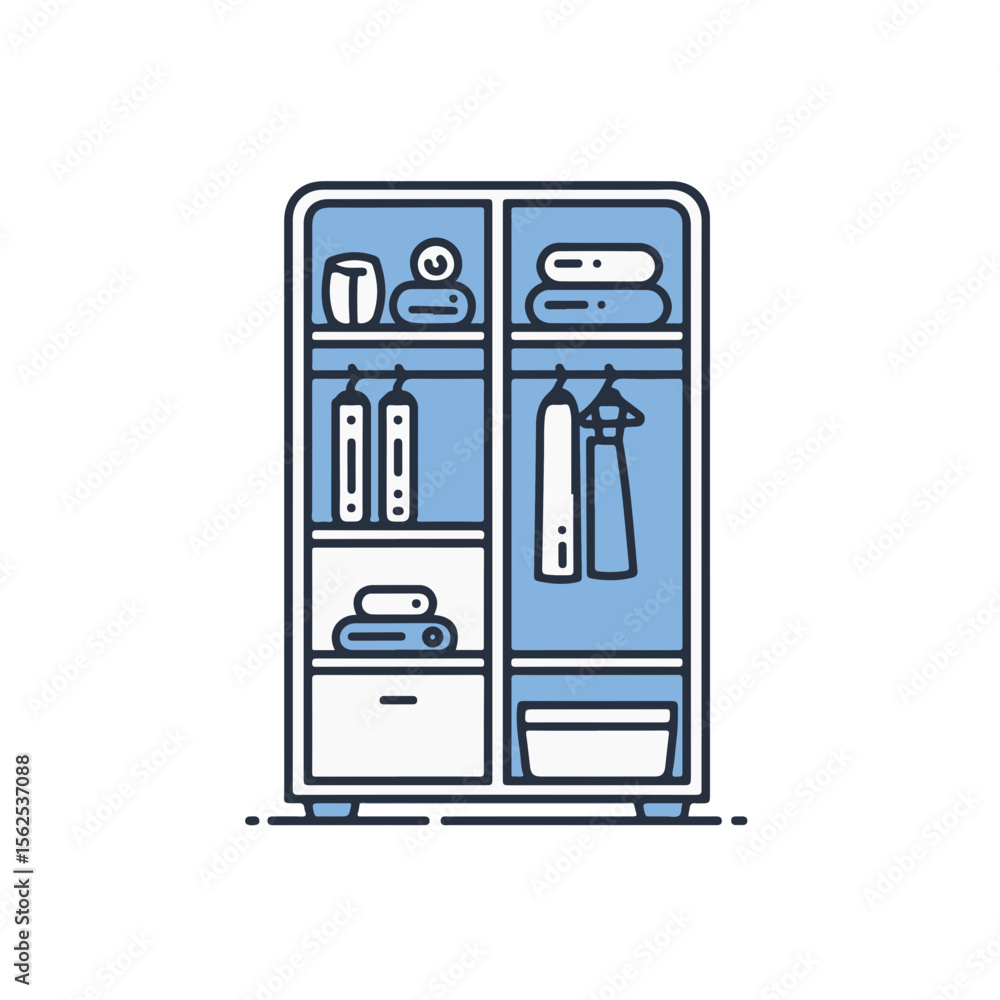 Minimalist wardrobe in a modern, organized design. Minimalist wardrobe in a modern, organized design.
