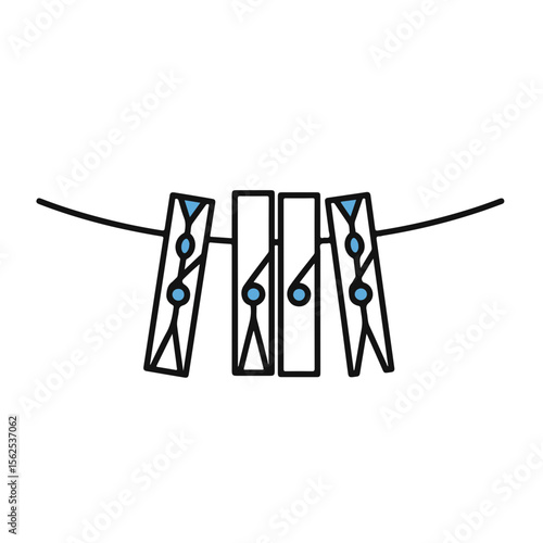 Clothespins hanging on a clothesline in minimalist graphic.