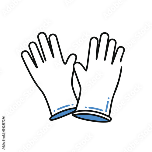 Two clean rubber gloves.