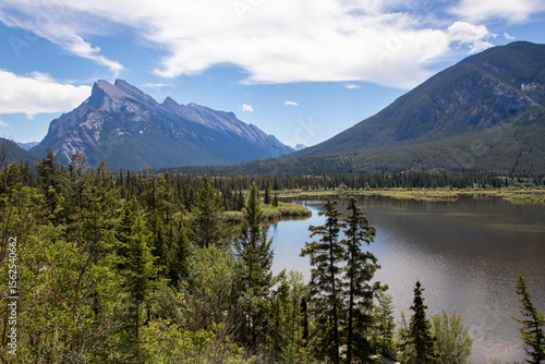 Wallpaper Mural Vermillion Lakes, Canadian Rocky Mountains, Banff National Park, mountains, valley, lake, trees Torontodigital.ca