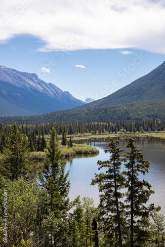 Wallpaper Mural Vermillion Lakes, Canadian Rocky Mountains, Banff National Park, mountains, valley, lake, trees Torontodigital.ca