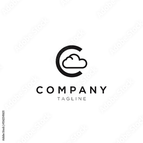 Minimalistic modern company logo design featuring cloud inside letter c symbol
