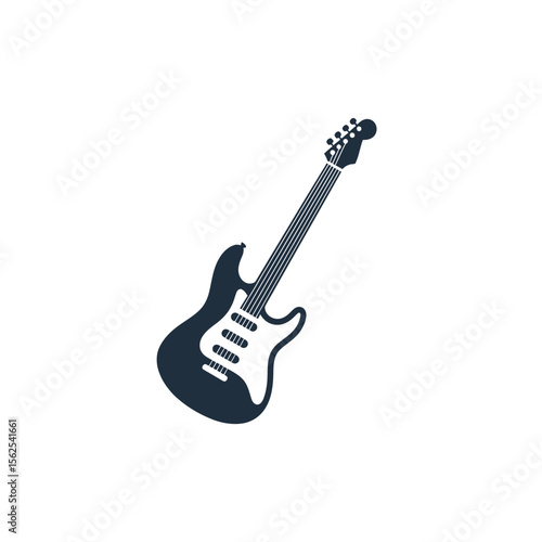 Iconic electric guitar silhouette representing music and musical instruments concept