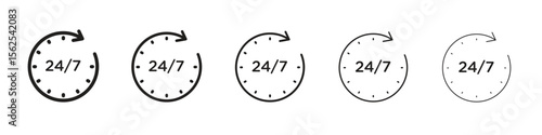 24 7 icon logo set concept stock vector illustration.